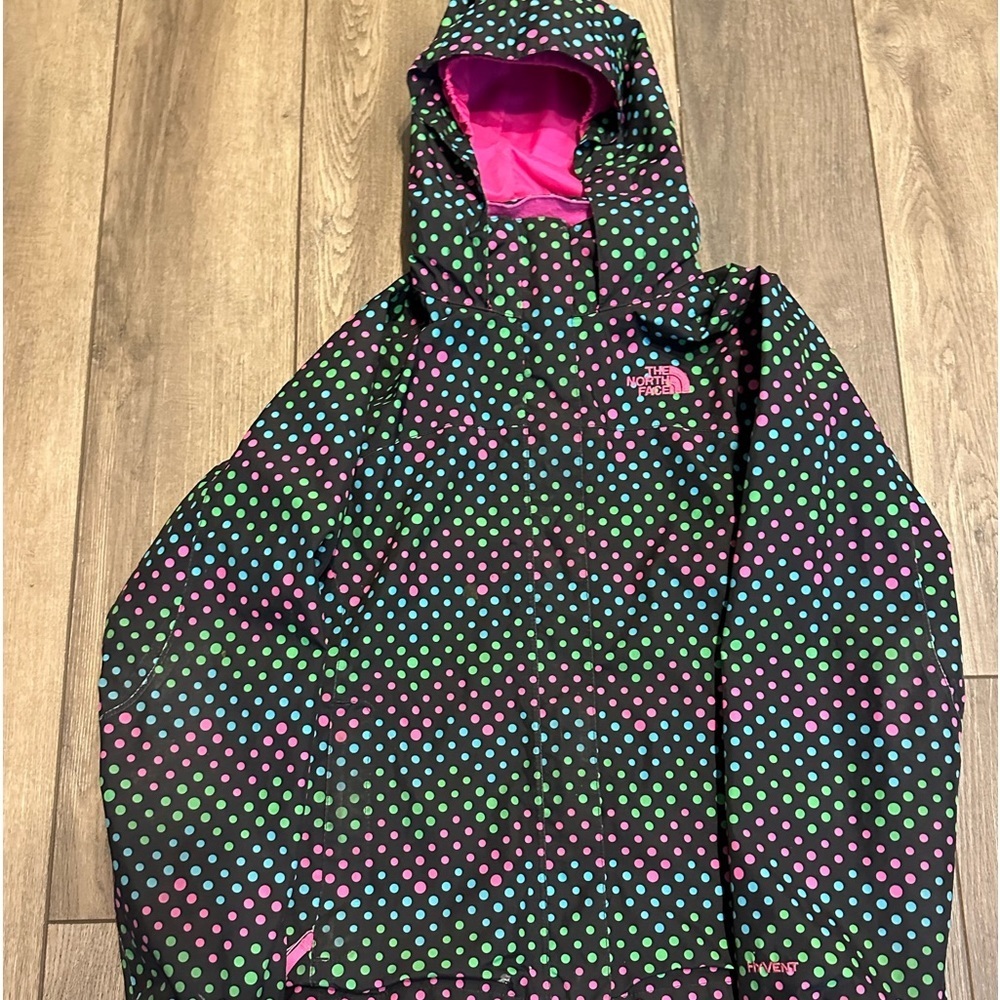 Preowned Authentic The North Face Medium Girls jacket Full ZIP Front Hooded